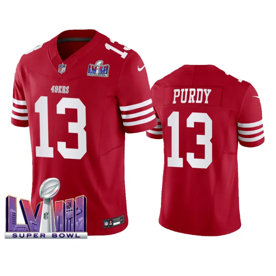 brock purdy 49ers scarlet super bowl lviii vapor fuse jersey