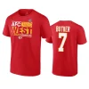 chiefs harrison butker red 2023 afc west division champions locker room t shirt