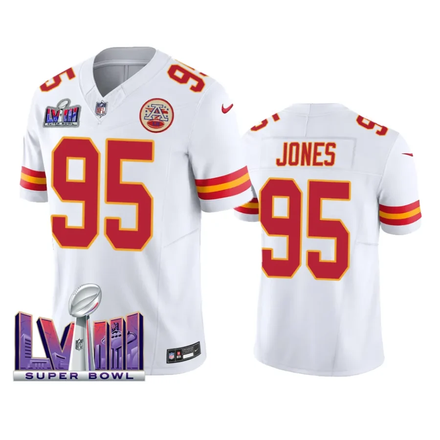 chris jones chiefs jersey 2024 white vapor fuse super bowl lviii