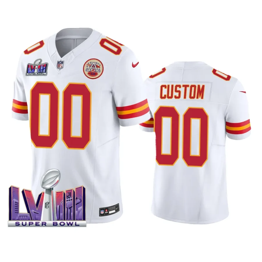 Kansas City Chiefs Custom White 2024 Super Bowl LVIII Vapor FUSE Jersey ...