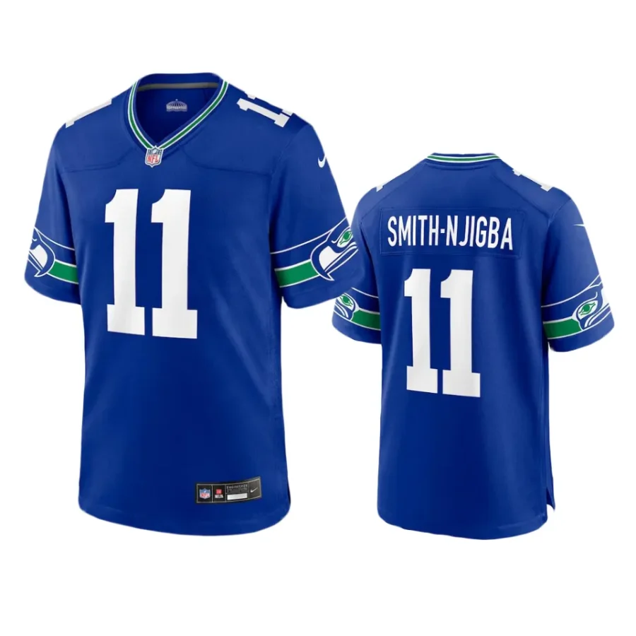 jaxon smith njigba seahawks royal throwback game jersey