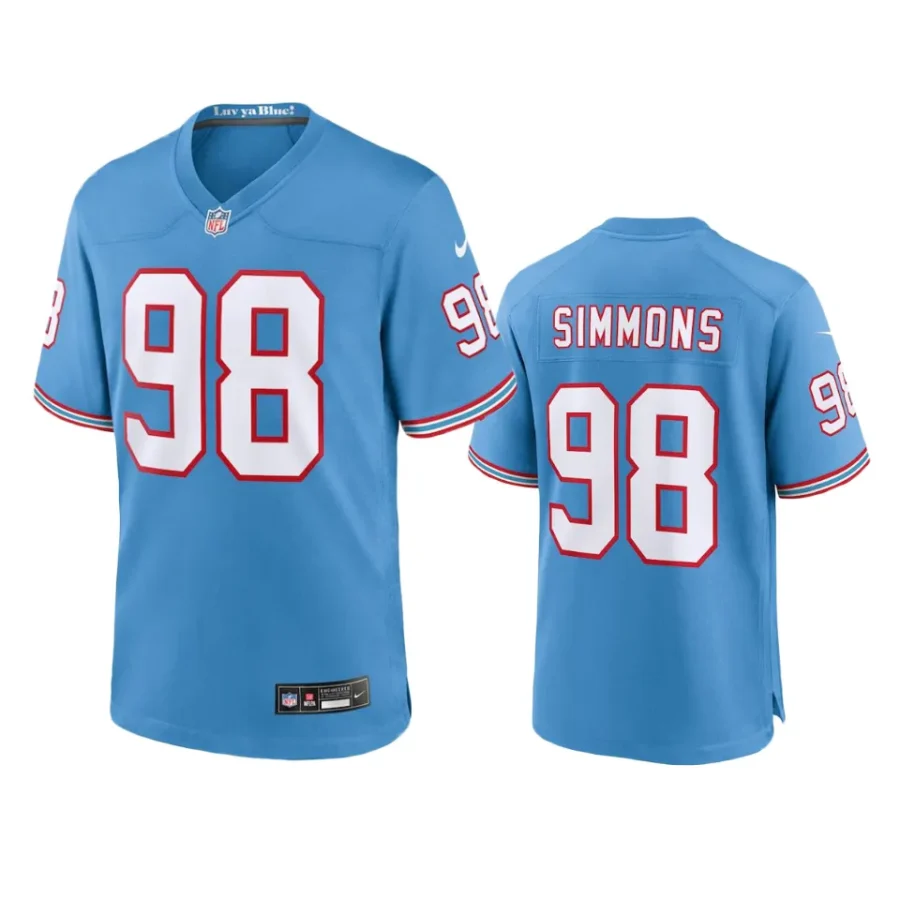 jeffery simmons titans light blue oilers throwback game jersey