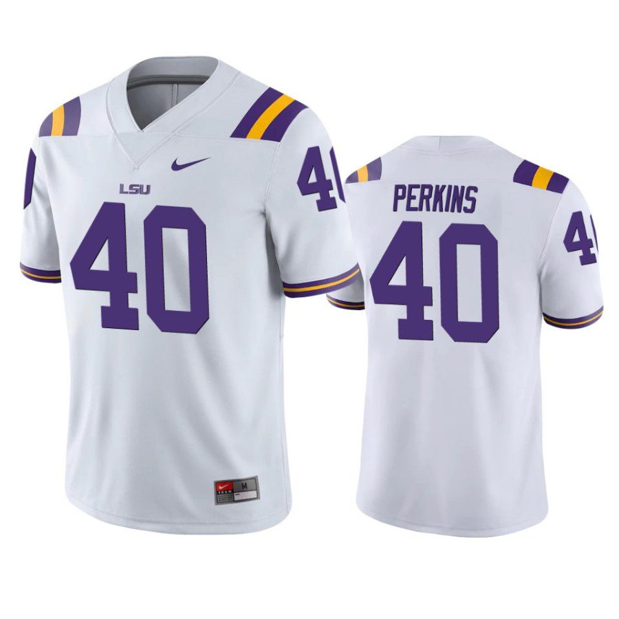 lsu tigers harold perkins white game jersey