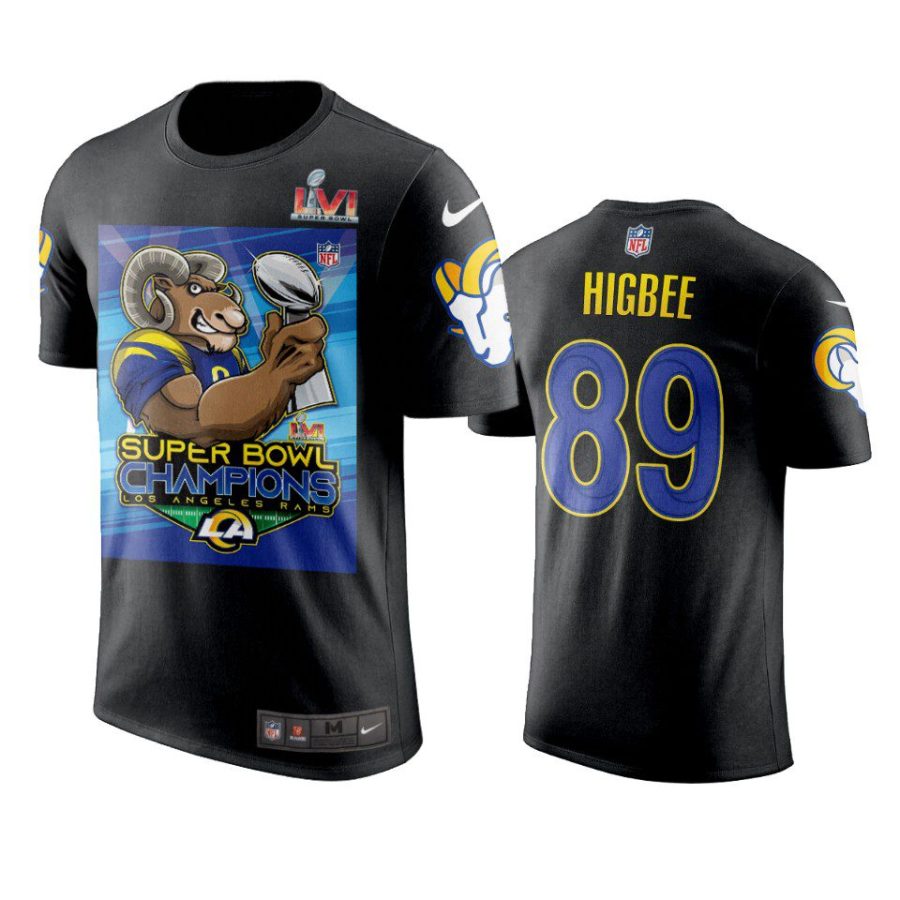 rams tyler higbee black super bowl lvi champions cartoon t shirt