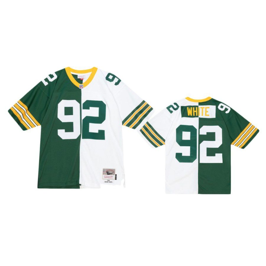 reggie white packers green white split legacy replica jersey