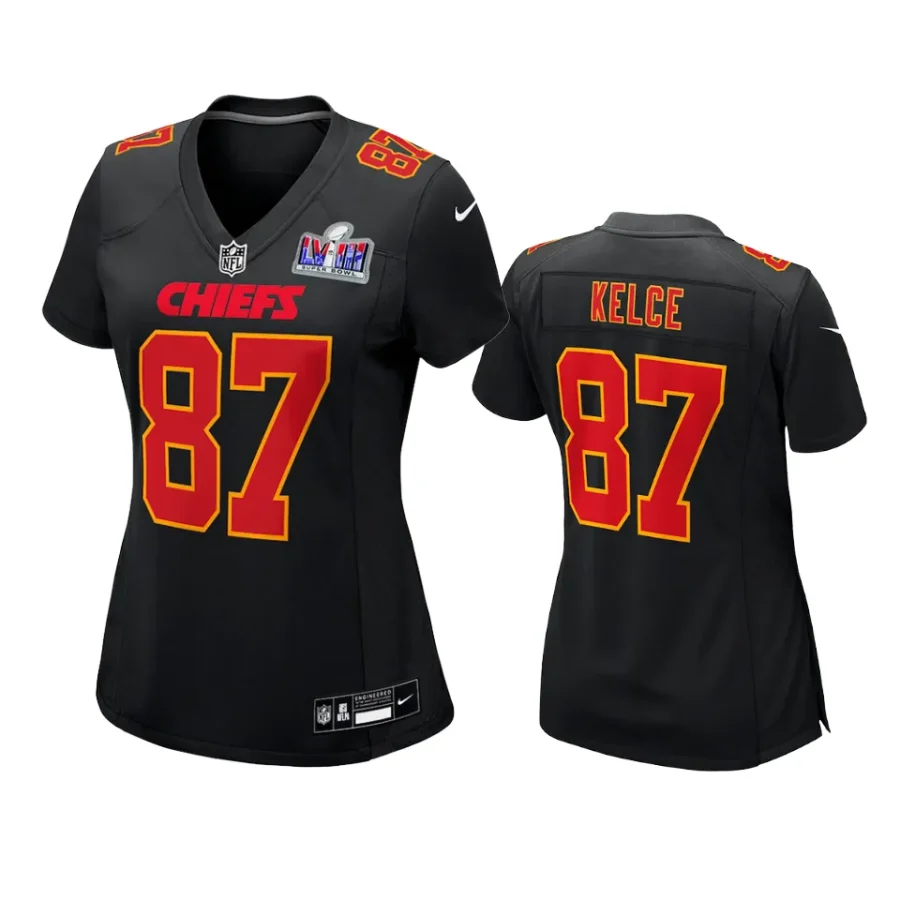 women chiefs travis kelce super bowl lvii black jersey