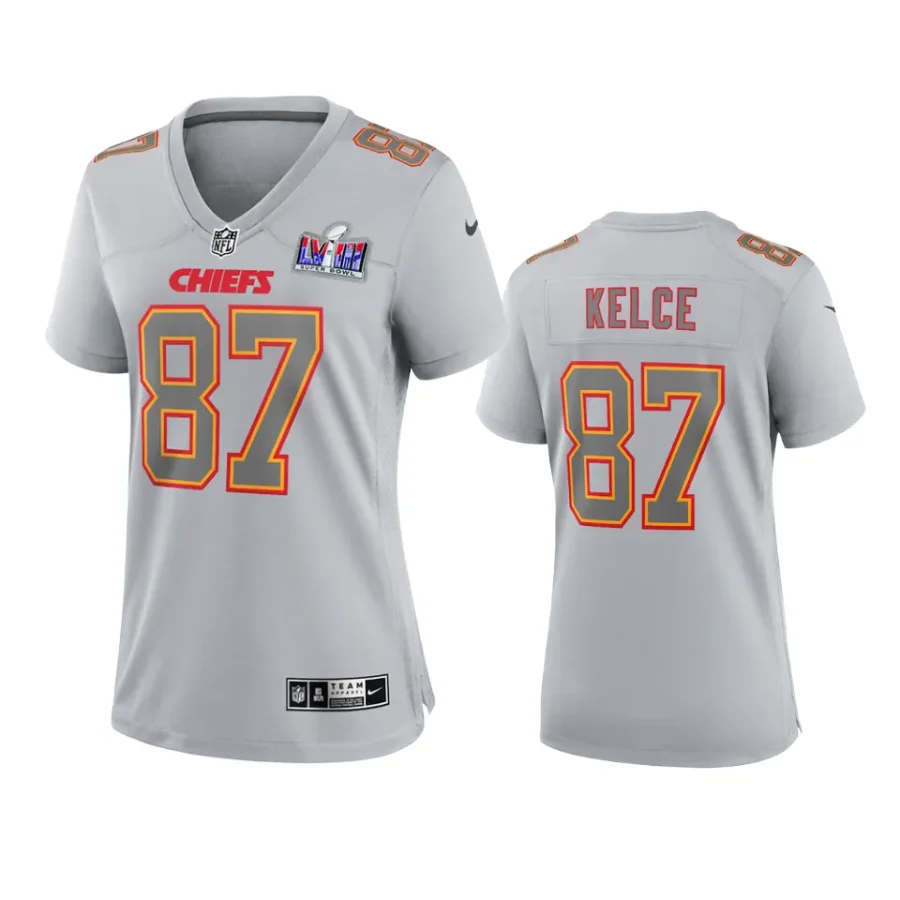 women chiefs travis kelce super bowl lvii gray jersey