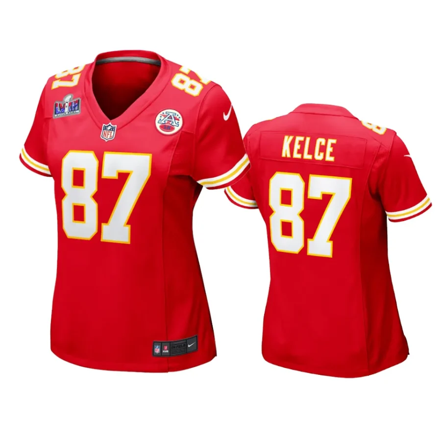 women chiefs travis kelce super bowl lvii red jersey