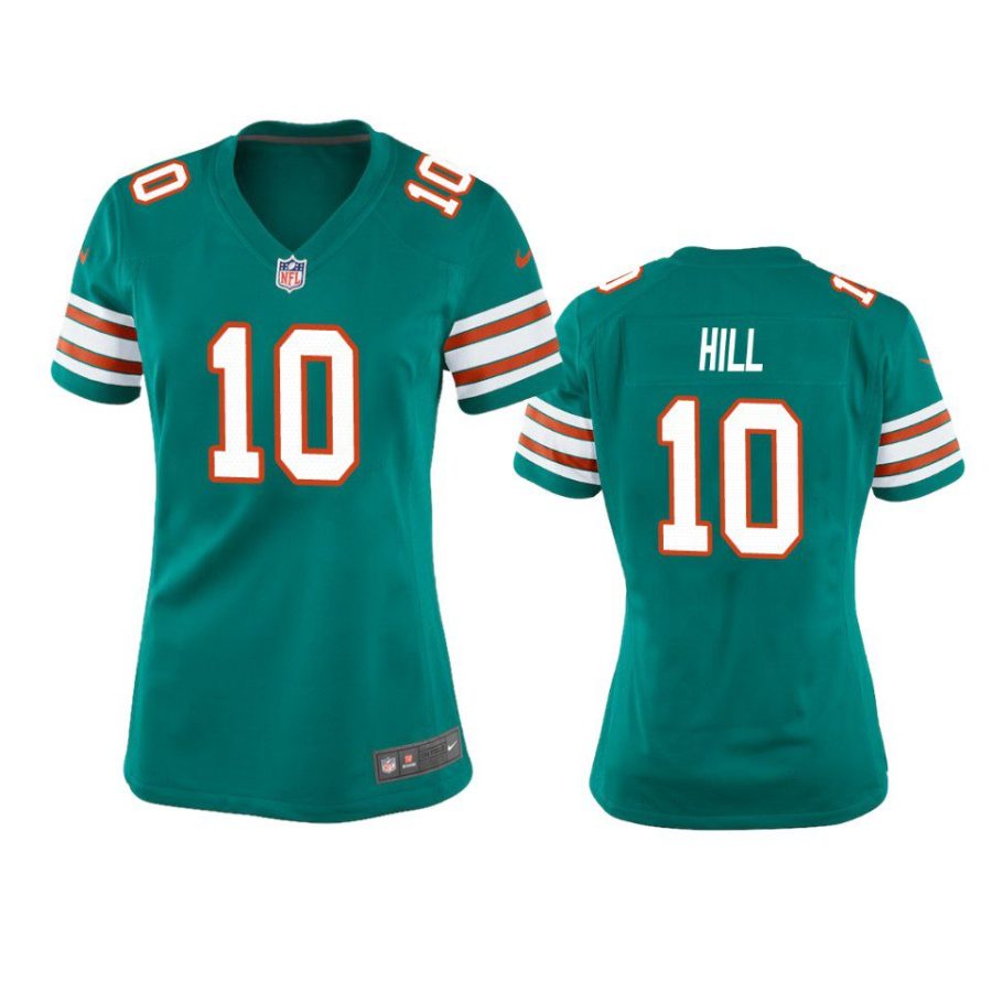 women tyreek hill dolphins throwback game aqua jersey