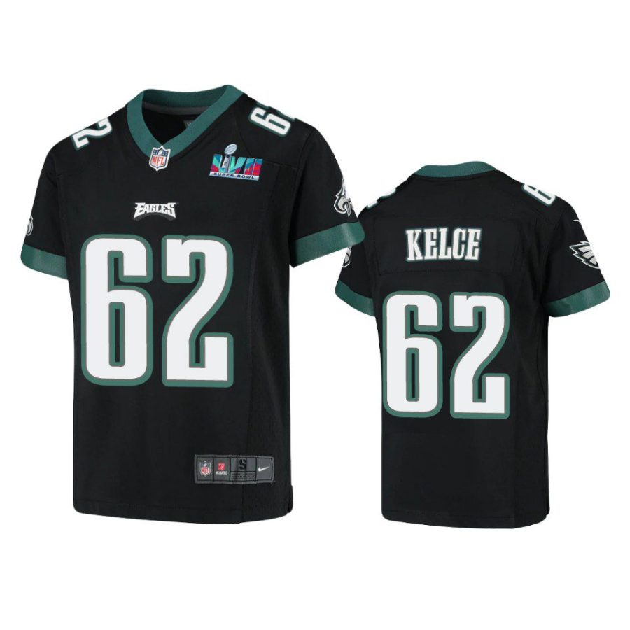 youth eagles jason kelce black game super bowl lvii jersey