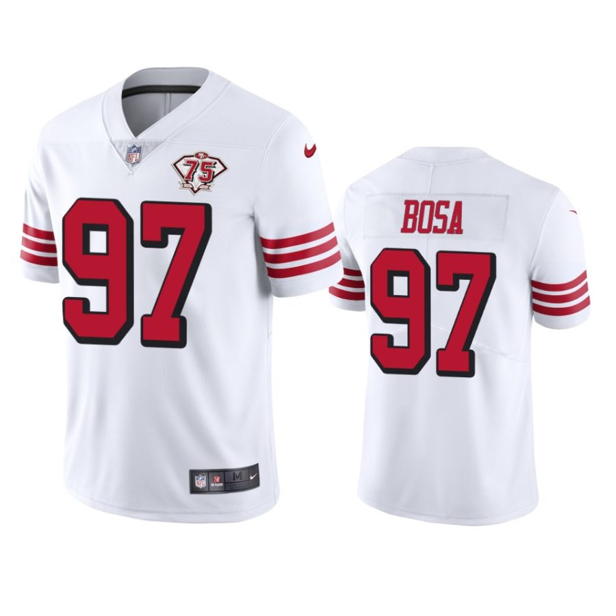 49ers nick bosa white 75th anniversary throwback limited jersey