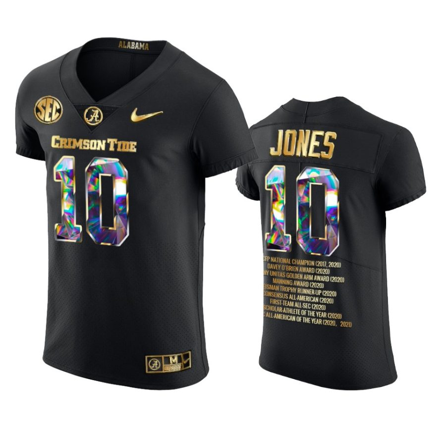 mac jones alabama crimson tide black college career awards glory diamond edition jersey