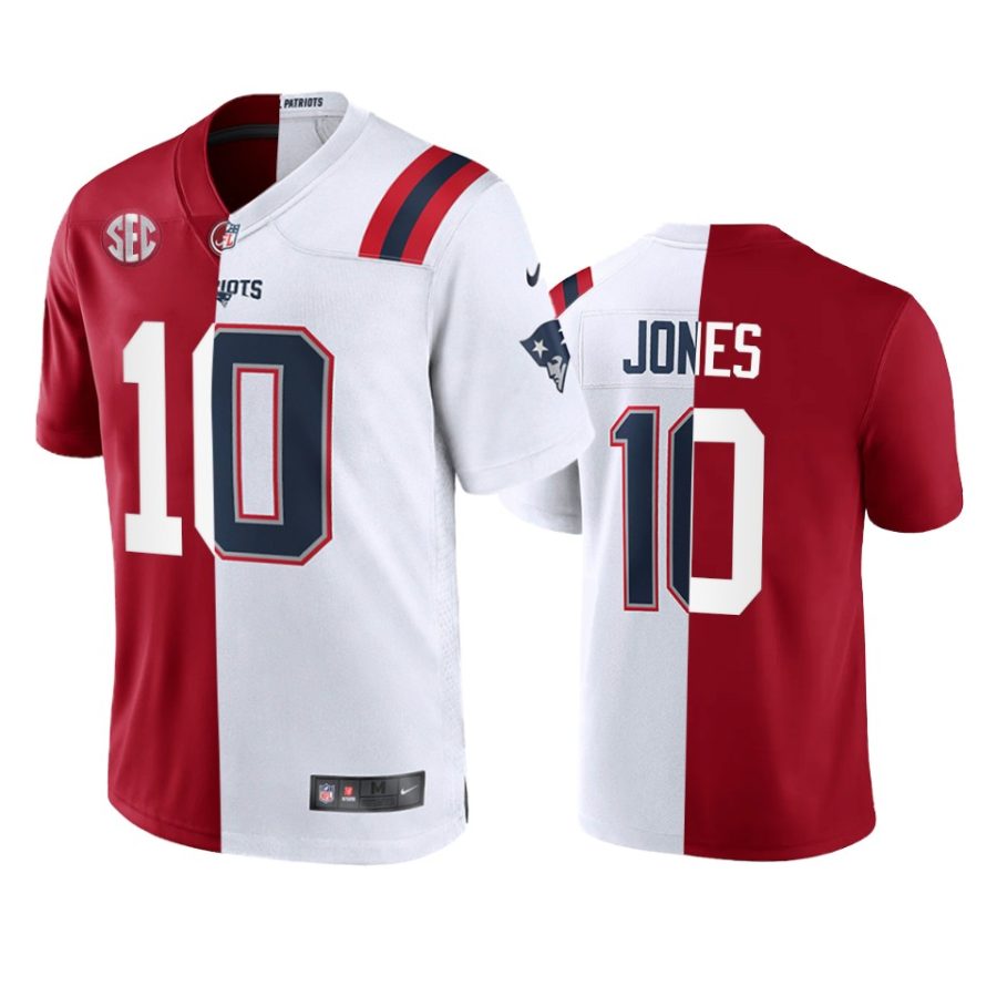 mac jones alabama crimson tide x patriots crimson white split edition commemorative jersey