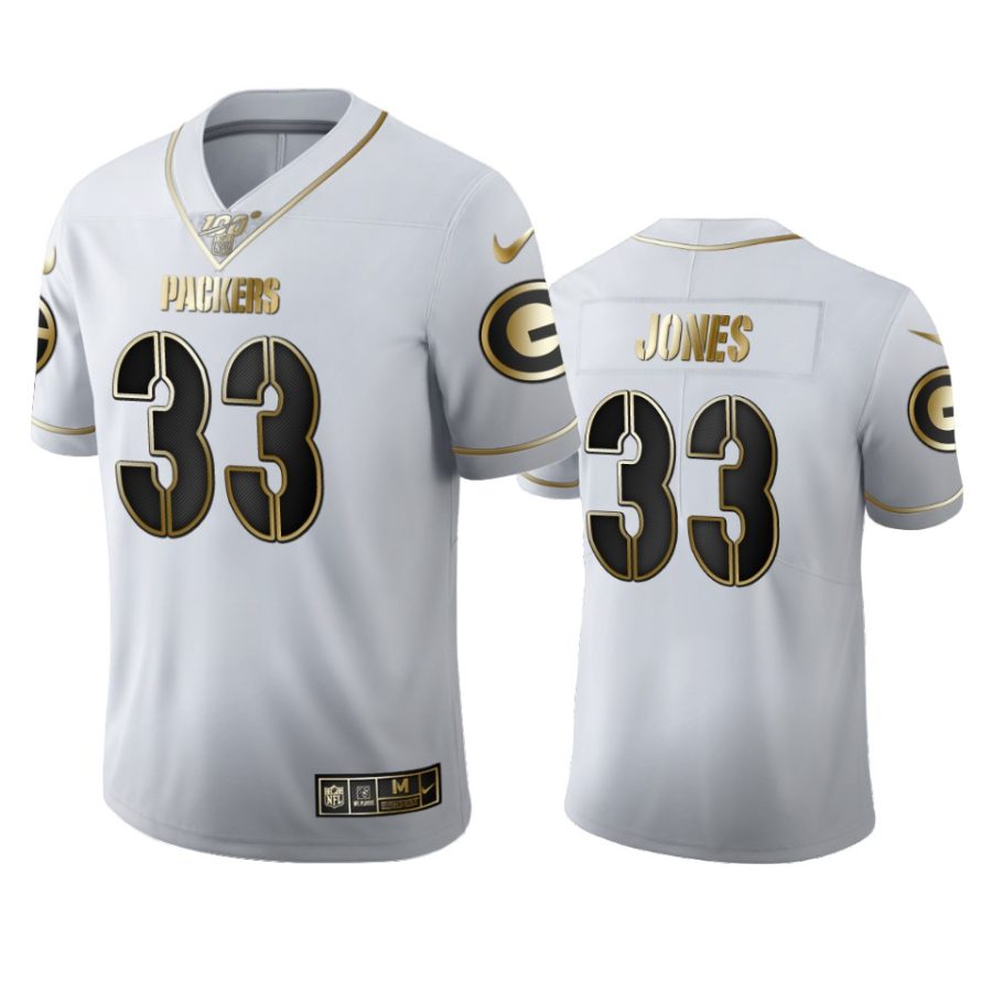 packers aaron jones white golden edition 100th season jersey