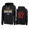 nick bosa 49ers heather black super bowl lviii tri blend hoodie