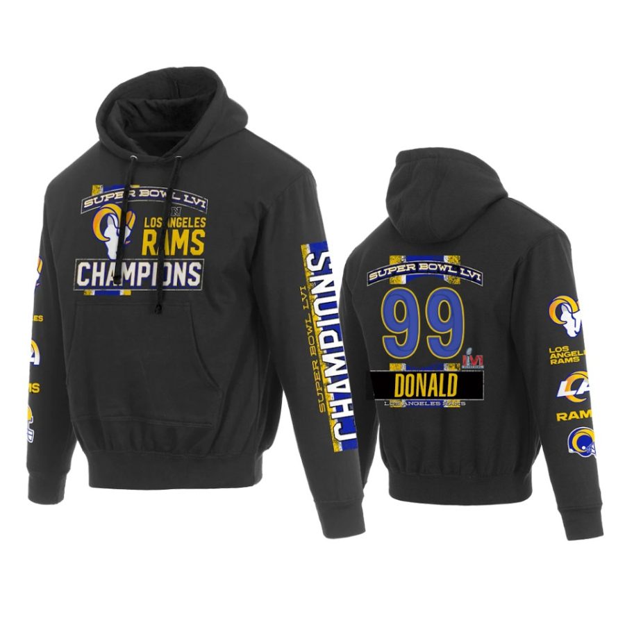 rams aaron donald black super bowl lvi champions hoodie