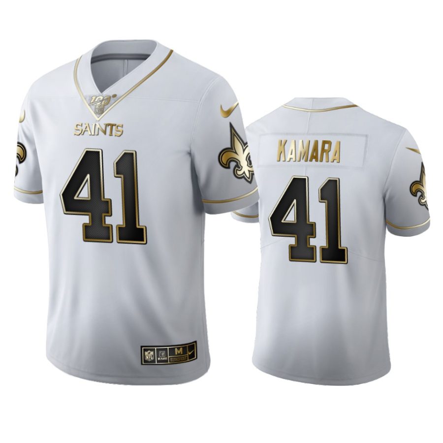 saints alvin kamara white golden edition 100th season jersey