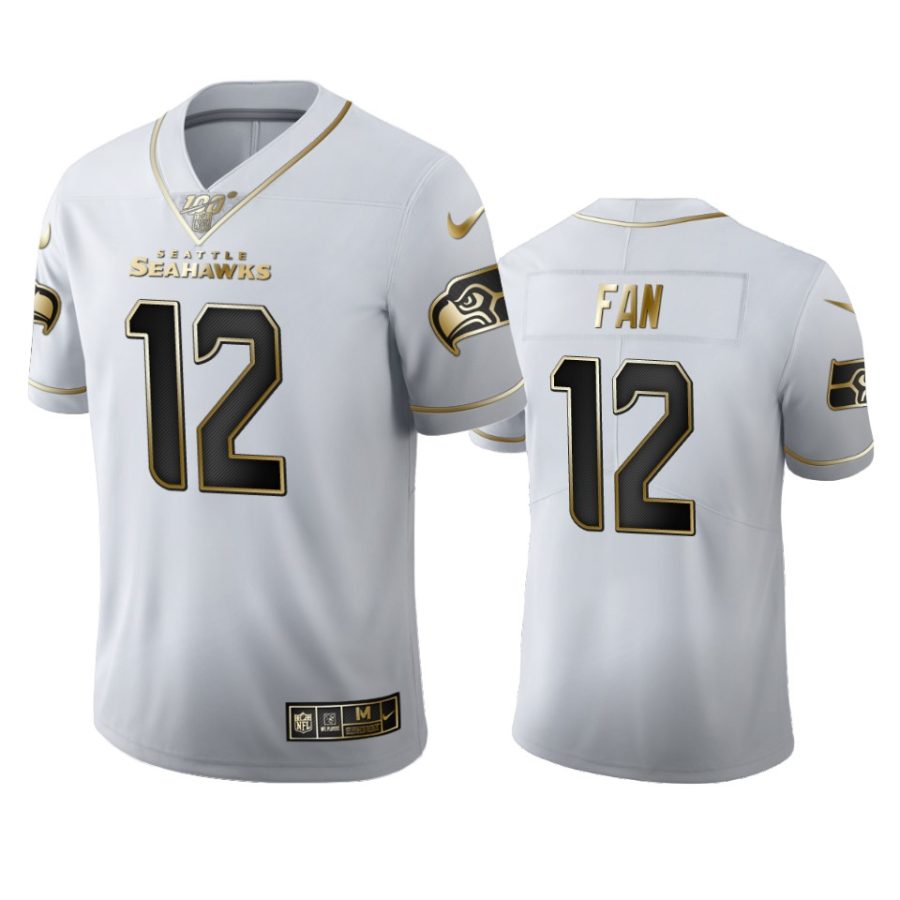 seahawks 12th fan white golden edition 100th season jersey