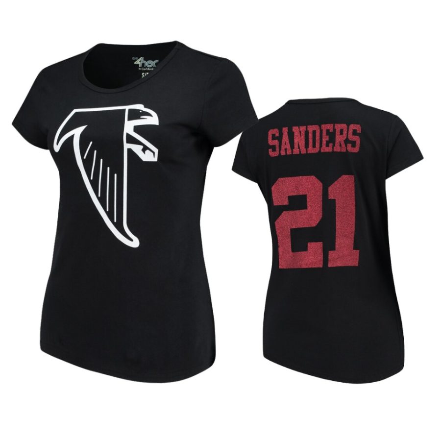 womens falcons deion sanders black glitter endzone t shirt